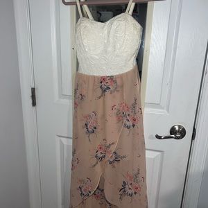 Floral Lace Dress - White and Pink